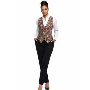 Vintage Bunny Floral Vest S/M Cottagecore Easter Woodland RARE Made in USA